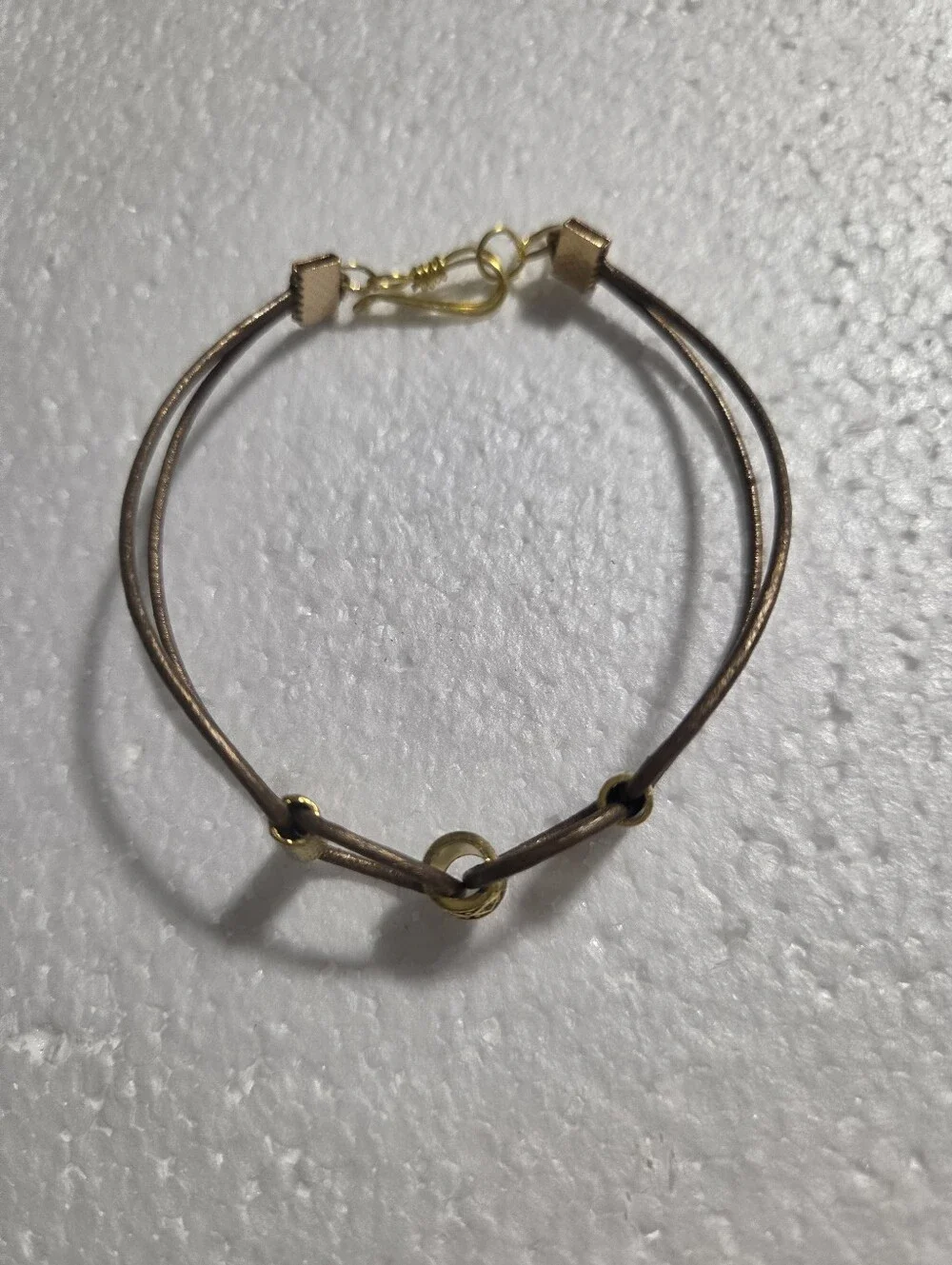 Handcrafted Women’s Brown Leather and Gold Accent Bracelet